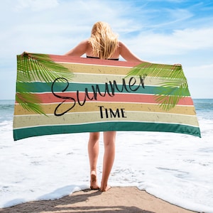 Cozy beach towel Summertime | Pool towel | Holiday gift | Bath towel | Beach towel with name | Birthday gift