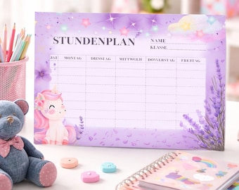 Unicorn Timetable | Children's Timetable | Unicorn Magic | Starting School | First Day of School | Schoolchild | School Plan | Digital Download PDF