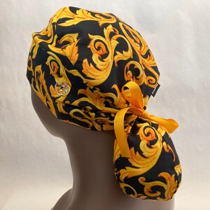 Ponytail Scrub Cap With Buttons,Medical Cap,Surgical Cap,Bonnet for Nurses,Nurse Cap,Tie, Chief Cap, Doctor Cap,Bonnet Hat,Dental Cap,Unique