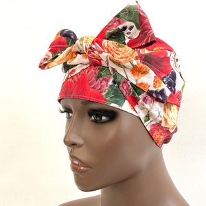 Medical Cap, Washable, 100% Cotton, Surgical Cap, Nurse Bonnet Cap, Tie, Medical Bonnet, Fleur, Scrub Cap with Bow