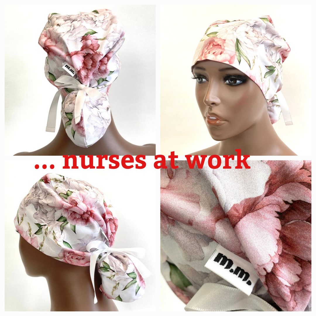 Ponytail Scrub Cap With Buttons,medical Cap,surgical Scrub