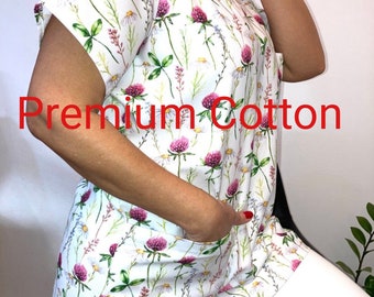 Uniforme médico de algodón con estampado floral