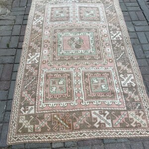 トルコ絨毯、4'1" x 6'7" ft、124 x 202 cm、アナトリア絨毯、ミディアムサイズの絨毯、送料無料、ハンドメイドのヴィンテージ絨毯、ウール絨毯、カッパドキア絨毯、#AN52