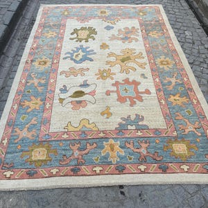 Türkischer Teppich, 204 x 302 cm, Oushak Teppich, Handgewebter Vintage Teppich, Wollteppich, Cappadocia, #IM125