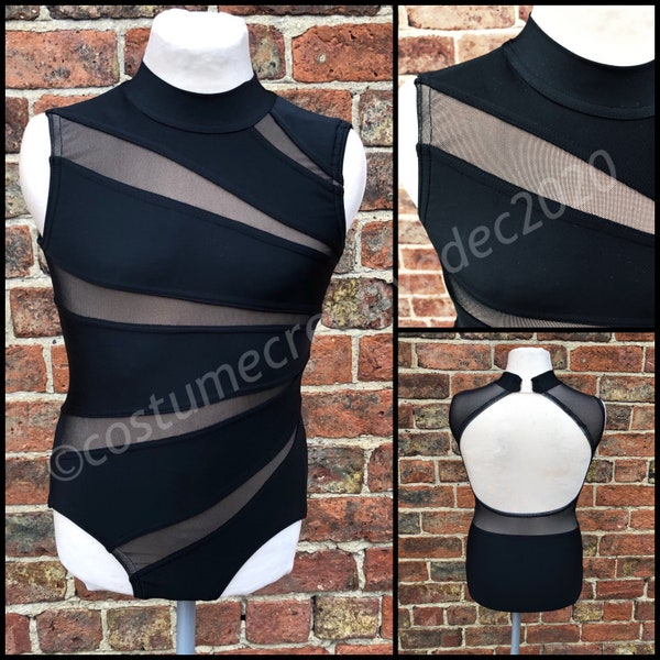 Striking ‘Daisy’ leotard, whole front fully lined, great for classes or acro and modern dances, made to order