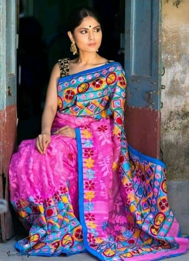 Soft Saree Gift For Her Beige Colour All Body Work Pure Handwoven Muslin Jamdani Work Saree