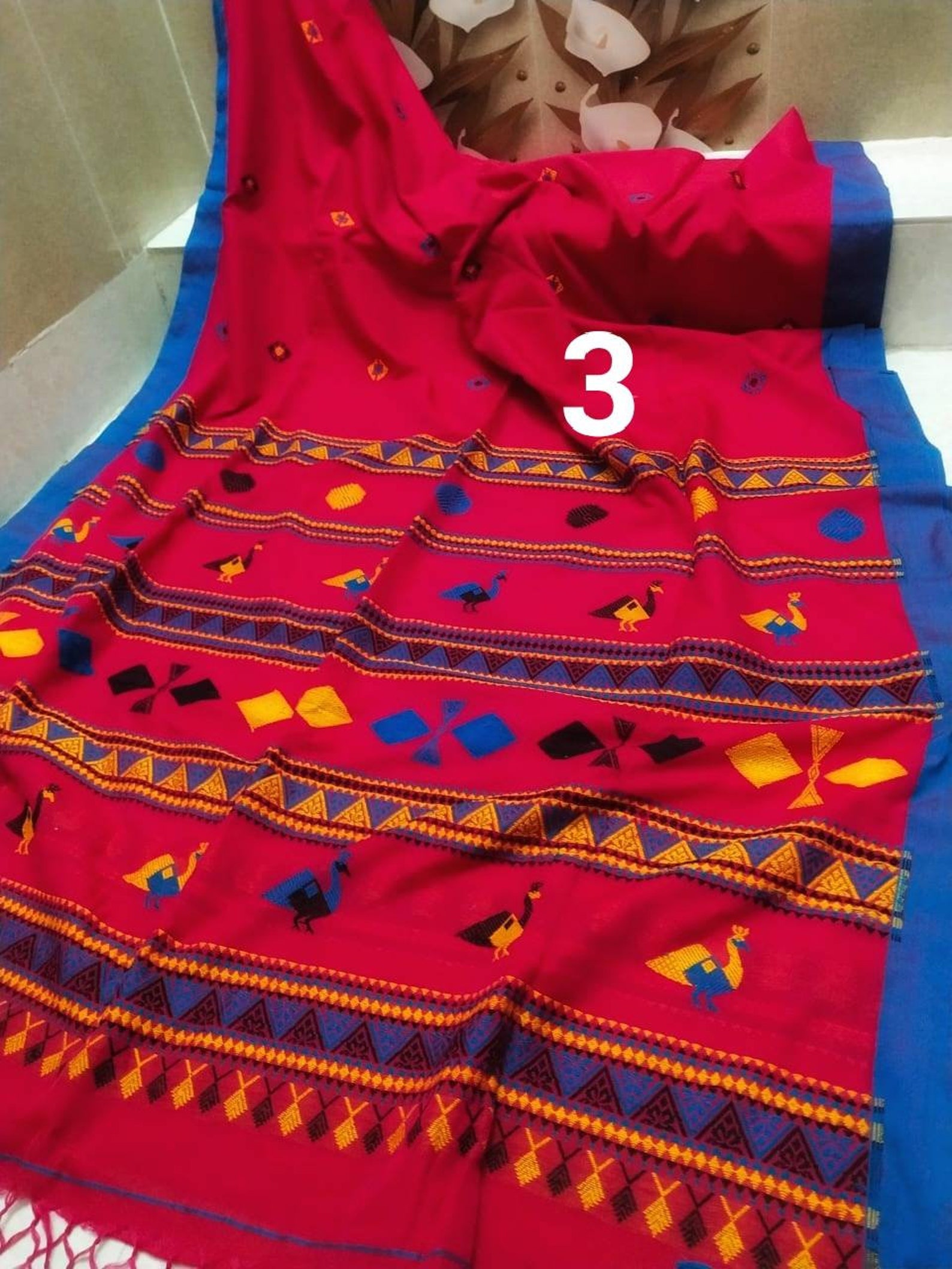 Tripura Handloom Mercerised Cotton Saree With Blouse Piece / Etsy