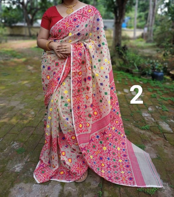Bengal s Beautiful Jamdani Saree With All Over Work Soft Etsy bengal-s-beautiful-jamdani-saree-with-all-over-work-soft-etsy