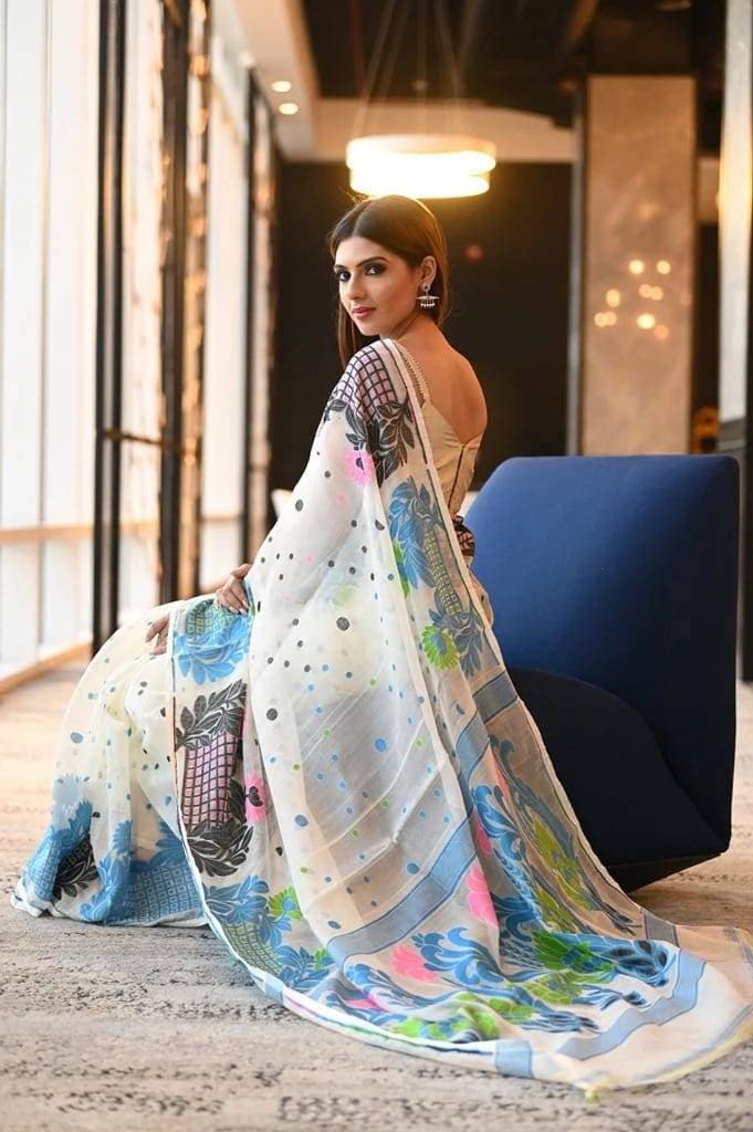 Resam Dhakai Jamdani Saree Multicolored Soft Cotton Muslin Etsy Resam Dhakai Jamdani Saree Multicolored Soft Cotton Muslin Etsy