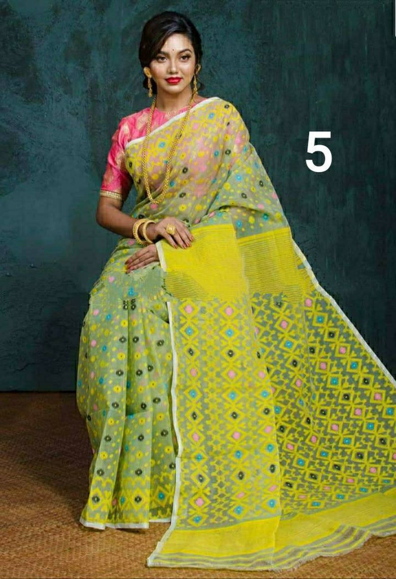 Traditioneller Damen Sari - Bengalischer Jamdani Mit Handwebung