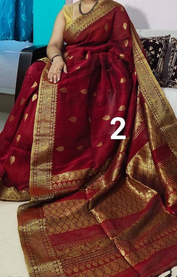 pure linen banarasi sarees cost