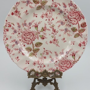 chintz rosa / Johnson Brothers rosa / plato vintage / plato llano / plato rosa