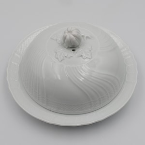 Burriera In Ceramica Bianca Con Coperchio E Coltello In Bambù | Design Moderno | Ideale Per Cucina - 3