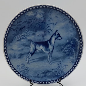 Miniature Pinscher Ceramic Collectible Plate - Tove Svendsen Danmark Blue