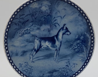 Miniature Pinscher Ceramic Collectible Plate - Tove Svendsen Danmark Blue
