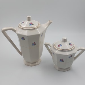Vintage Art Deco Coffee/Teapot + Sugar Bowl Set Digoin & Sarreguemines (1930s/40s) made in France