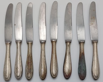 Alpacca Set of 8 vintage cutlery knives, 22 cm each