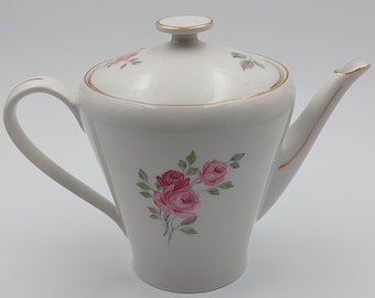 Fine Italian Durken porcelain teapot with floral decoration and gold border