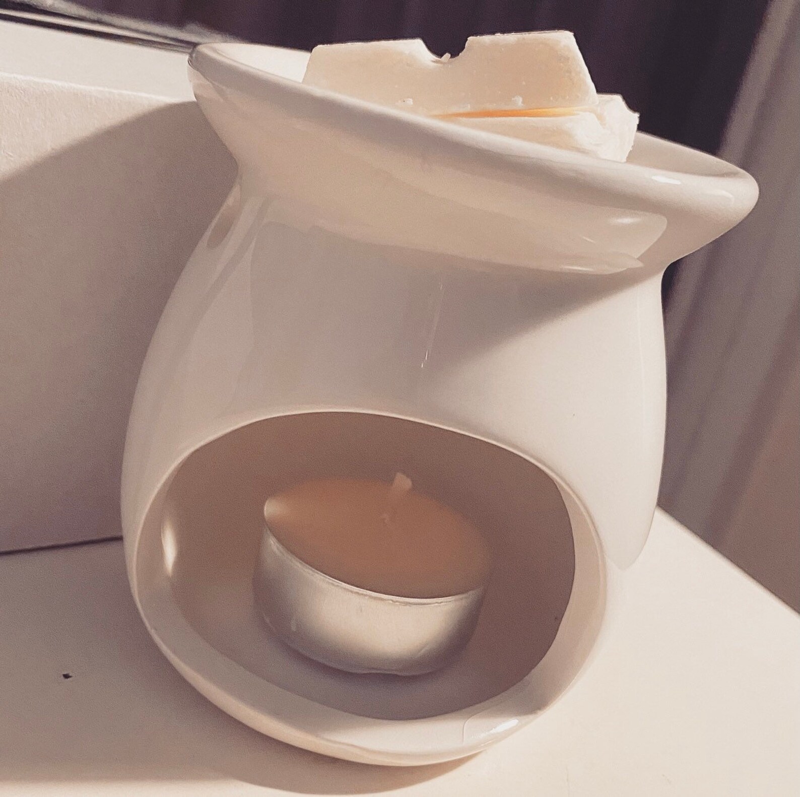 White Glazed Ceramic Wax Melt Burner Tealight Holder Etsy