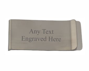 Personalised Engraved Any Message Money Clip Brushed Silver Or Matt Black Available Ideal For Dad Grandad Fathers Day Christmas Mens Gift