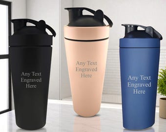 Personalised Engraved Any Message Protein Shaker Bottle 739ml 25oz Available in 3 Colours