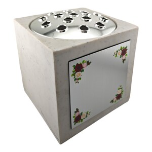 Personalised Printed Black Stone Effect Memorial Rose Bowl Grave Marker Flower Pot Vase With Flower Design (UV PRINTED) image 9