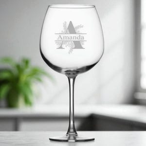 Personalised Engraved Any Initial Large Full Bottle Capacity Wine Glass 26.5oz (75cl)