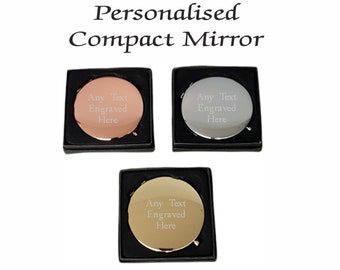 Personalised Engraved Compact Mirror Birthday / Bridesmaid Gift