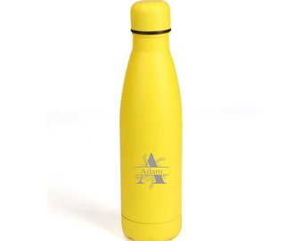 Personalised Yellow Any Initial With Name Inside It On A 500ml Thermos Insulated Water Bottle Like Chillys bottle 13 Colours To Choose From