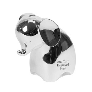 Personalised Engraved Silver-plated Elephant Bank Money Box Christening / Birthday Gift