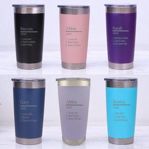 Personalised Engraved Noun/Definition Double Wall Insulated Cup 500ml 17.5oz Hot Cold Coffee Tea 6 Colours Available