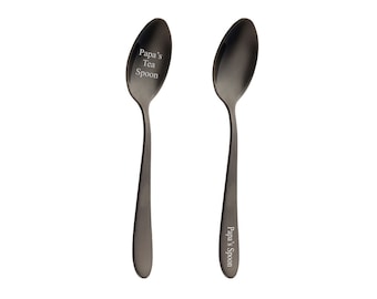 Personalised Engraved Turin Black Tea Spoon With Any Text Engraved Ideal Gift For Birthday Fathers Day Mothers Day Christmas
