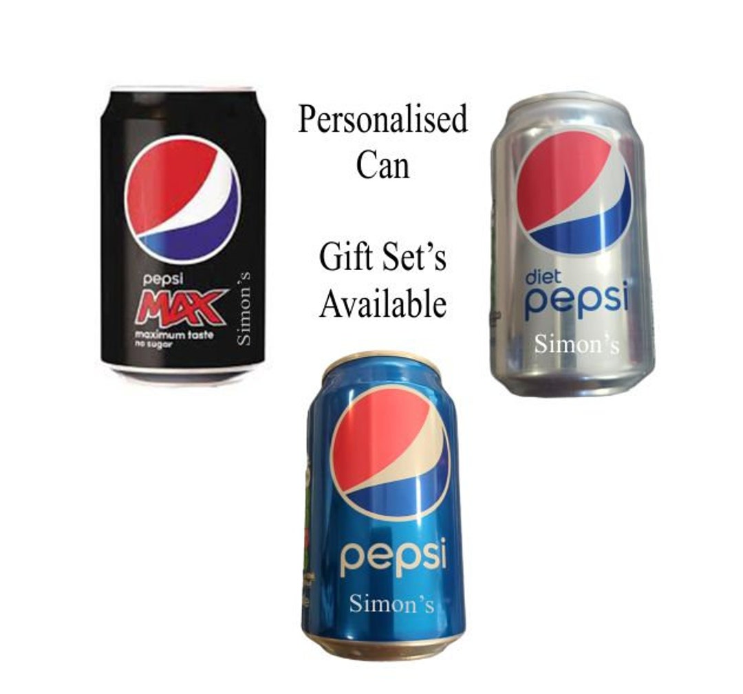 Personalised Engraved Pepsi Can's & 10oz Mixer Glass in Silk Lined Gift