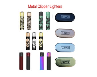 Personalised Metal Clipper Lighters In Metal Gift Tin Ideal For Birthday Him Her Wedding Christmas Gift Various Designs/Colours Available