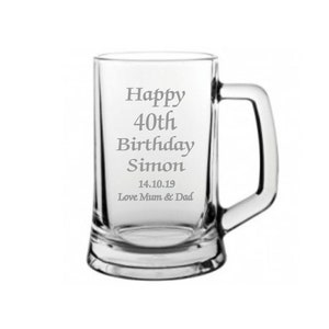 Personalisierter 40. Geburtstag Design Pint Glasbecher in einer Papierbox