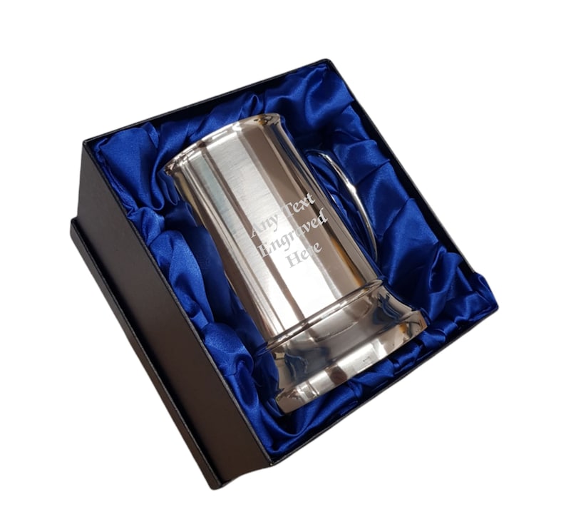 Personalised Stainless Steel US 1 Pint Tankard 500ml in a Silk Presentation Box Any Text You Want image 2