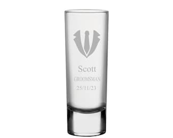 Personalised Engraved Wedding Design Tall Shot Glass Glasses 2oz Perfect Gift For Wedding Gift Best Man Groomsman Usher Groom