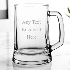 Personalisierte gravierte Glas Tankard 16,75 Unzen (50cl) Bier Topf Becher Perfekt für Geburtstag Hochzeit Jahrestag Ruhestand
