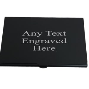 Gepersonaliseerde gegraveerde zwarte matte creditcard-/visitekaarthouder, perfect cadeau voor bruiloft, verjaardag, vaderdag, kantoorcadeau