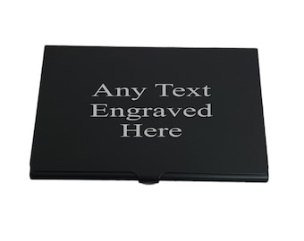 Personalised Engraved Black Matt Credit / Business Card Holder Perfect Gift For Wedding Birthday Fathers Day Office Gift