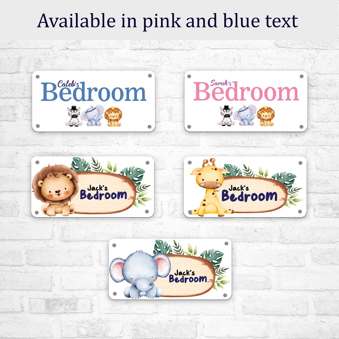Personalised Childrens Bedroom Door Sign With Name Metal Aluminium Child Baby Room (UV PRINTED ...