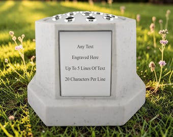 Personalised Engraved Octagon Memorial Rose Bowl Grave Marker Flower Pot Vase Black or White Available
