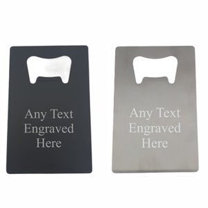 Gepersonaliseerde gegraveerde portemonnee creditcard flesopener geborsteld zilver/zwart mat perfect cadeau voor thuisbar bruiloft verjaardag vaderdag