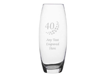 Personalised Engraved 40 With Stars Bullet Glass Vase Various Designs and Sizes Available Perfect Gift For Mothers Day Birthdays Wedding