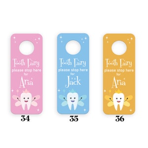 Personalised Tooth Fairy Children's Bedroom Door Hanger Sign With Name Metal Aluminium Boy/Girl Door Sign (UV PRINTED)