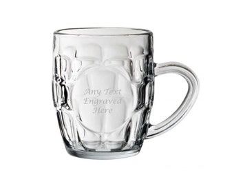 Personalised Glass Half Pint Dimple Tankard Panelled 10oz (29cl)