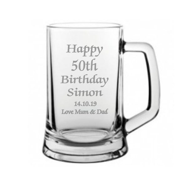 Personalised 50th birthday Design Pint Glass Tankard In A Paper Box