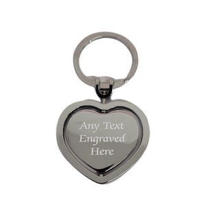 Personalised Engraved Rotating Heart Key Ring Ideal New Home Gift, New Car Gift, Sentimental Keyring, Birthday, Wedding Gift