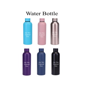 Personalised Engraved Any Message Double Wall Insulated Thermos Water Bottle 500ml 17.5oz Hot Cold 6 Colours Available