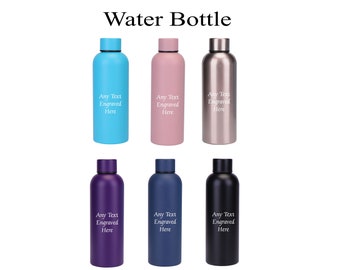 Personalised Engraved Any Message Double Wall Insulated Thermos Water Bottle 500ml 17.5oz Hot Cold 6 Colours Available